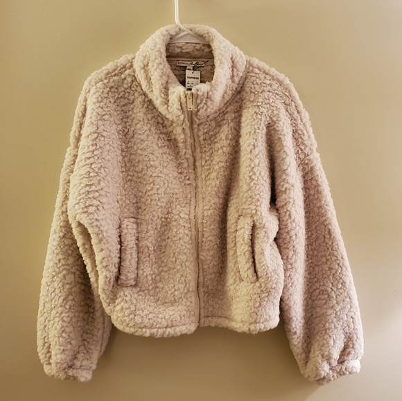 Express Cream Sherpa Zip Sweatshirt - Picture 3 of 6